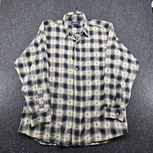 Moose Creek Western Flannel Shirt Mens Large  Aztec Plaid Long Sleeve
